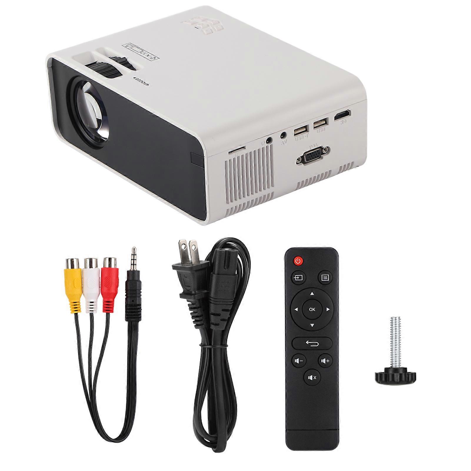 HD 480P Portable Projector with Bluetooth, USB, and Android Compatibility for Home Entertainment (US Plug)