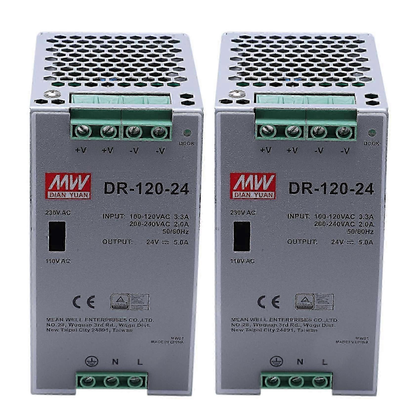 2x -120-24 120w Industrial Grade Rail Power Supply 24v5a Switching Power Supply Rail Mounting Switc