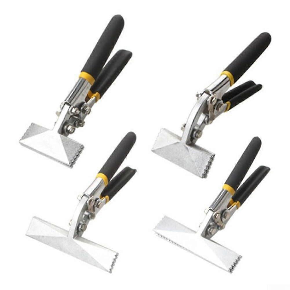 Stable pliers for sheet metal bending with closed switch design, rubbercoated handles for a comfortable grip (B).