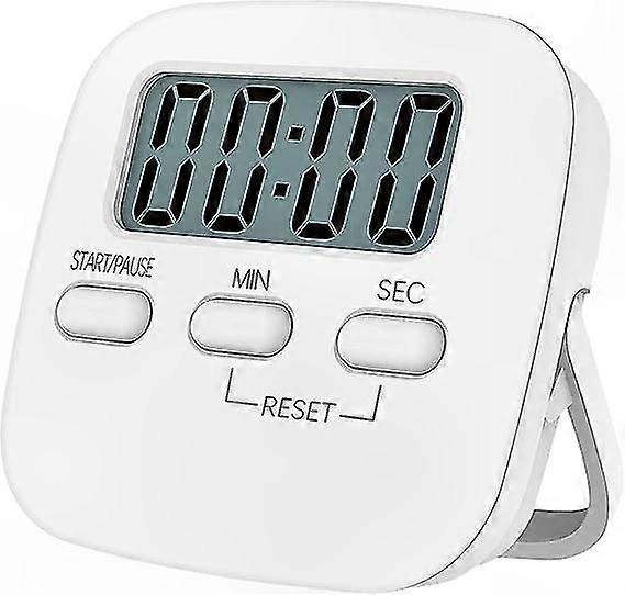 Large LCD Display Kitchen Timer with Stopwatch, Loud Alarm, Countdown Function, White Color