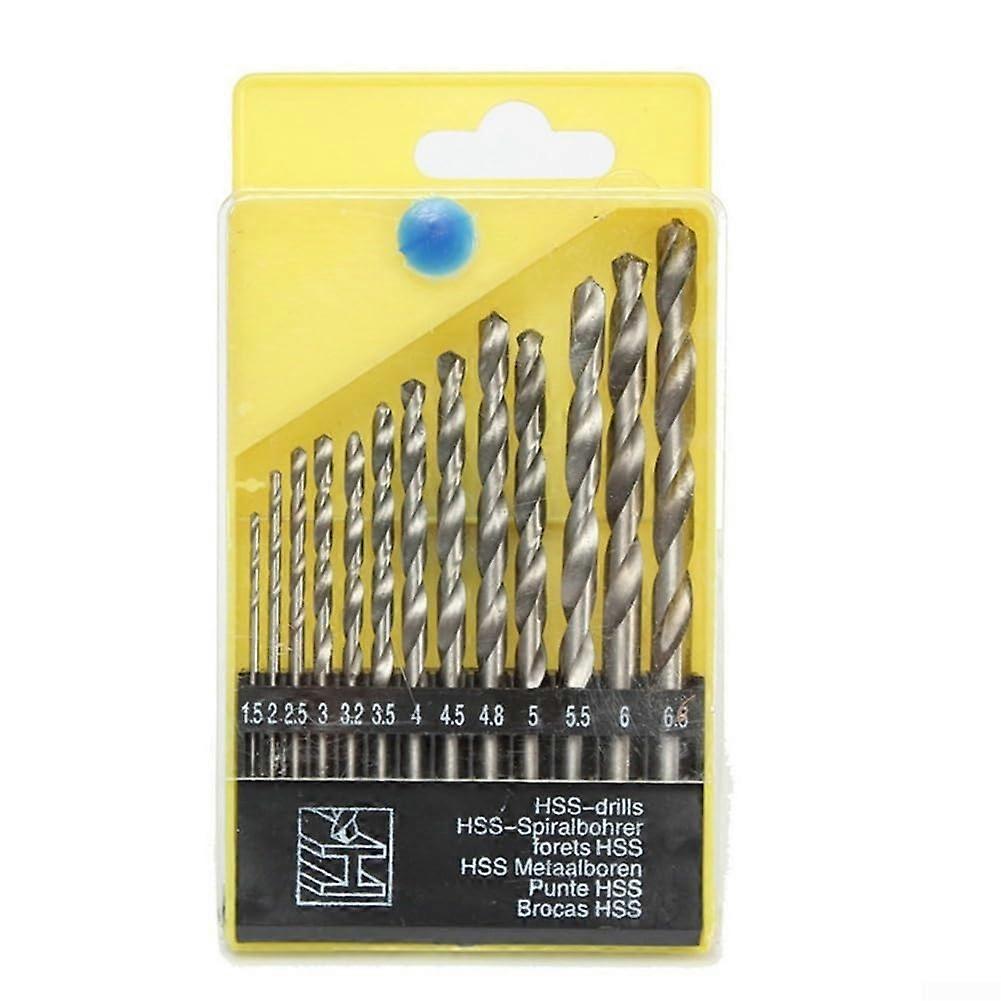 Robust HSS Drill Bits Set, 13pcs Round Shank for Durable Drilling in For Metal and Wood