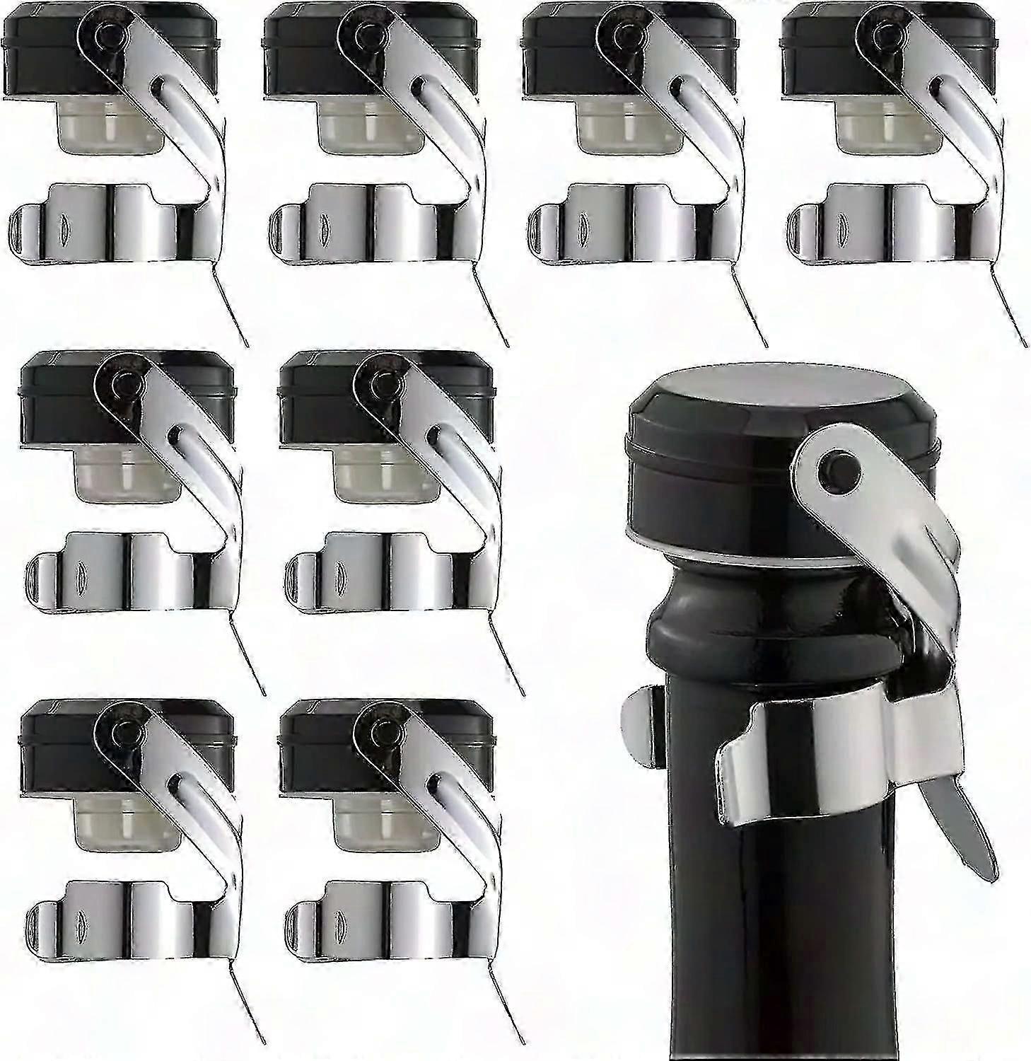 Paquet de 4 bouchons de vin en acier inoxydable avec silicone de qualité alimentaire - réutilisables pour le champagne, le cava, le prosecco et le vin mousseux