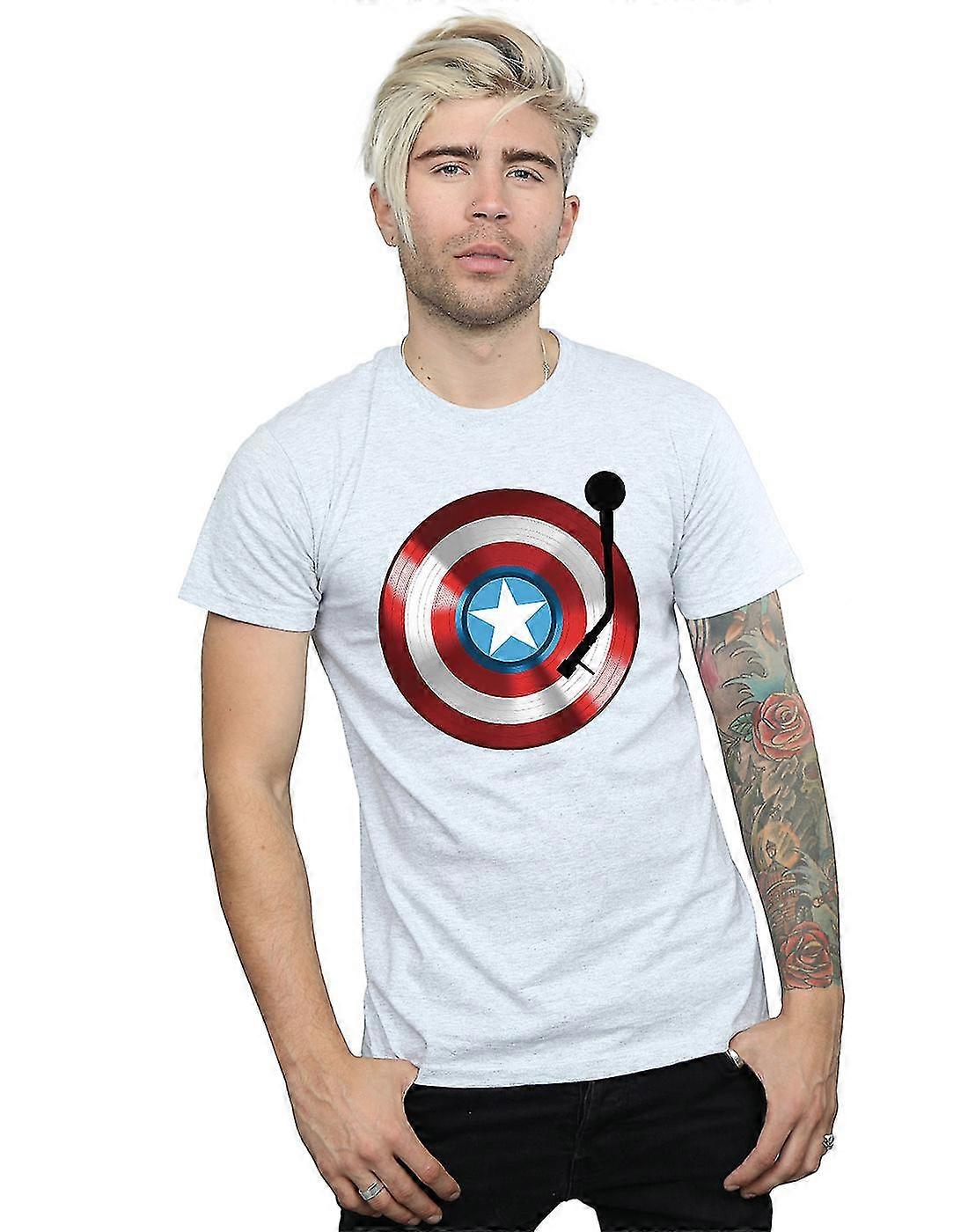 Men's Graphic T-Shirt Featuring Turntable and Patriotic Art Design