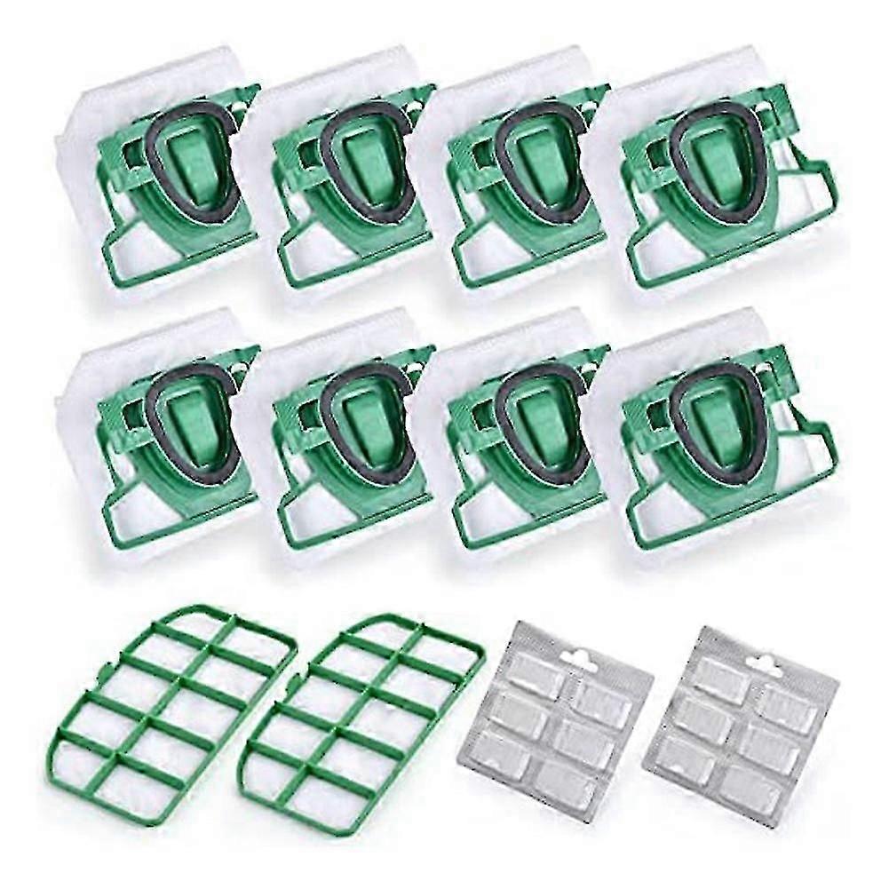 Vk200 Vacuum Bag Replacement - 8 Bags + 2 Hepa Filters - Parts for Vorwerk Kobold FP200