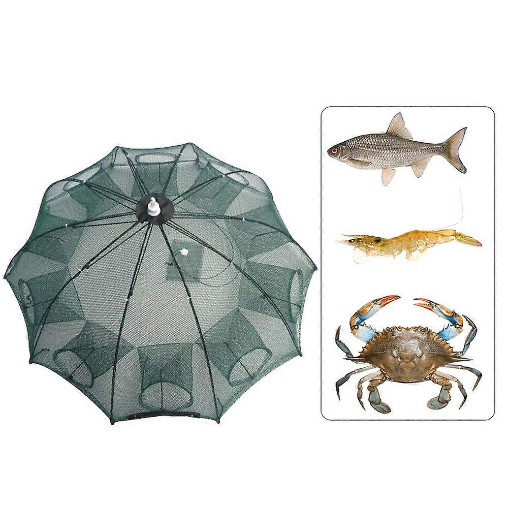 Fishing Bait Trap Folded Crab Net Crawdad Automatic Fishing Shrimp Cast Dip Cage Fish Minnow Foldable Fishnet (10 Holes)
