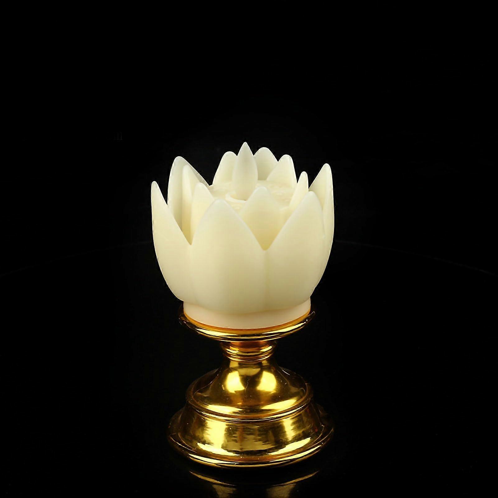 Flower Candle Light Buddha LED Flower Lamp - Beige Simulation Candle with Soft Light for Home Decoration and Relaxation