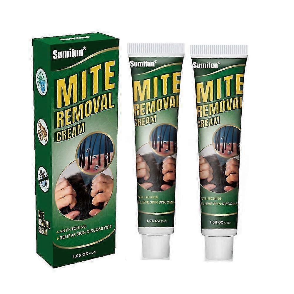 2x Crème d’élimination des acariens Pommade antibactérienne Anti-démangeaisons Enlever les poux pubiens Traitement de la gale Eczéma Dermatite Soins de la peau Plâtre