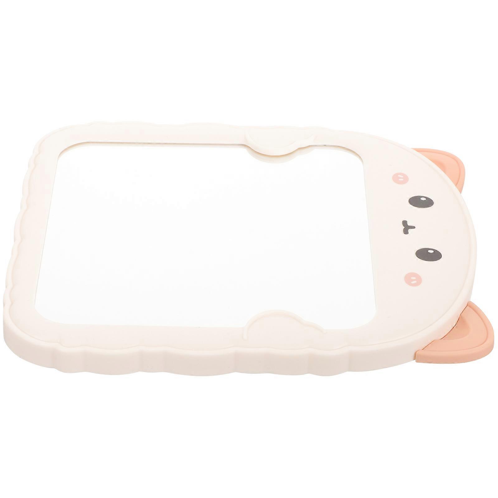 Foldable Portable Makeup Mirror with Cartoon Bear Ears Design, Edge Wrapped Frame for Stability, Ideal for Skincare and Makeup Application