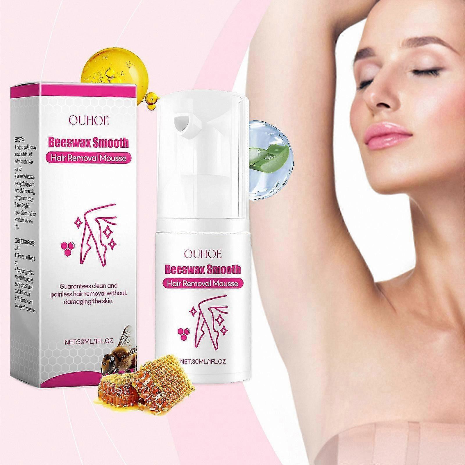 Hair Removal Foam with Beeswax, Smooth and Moisturizing Depilatory Mousse for Body Use