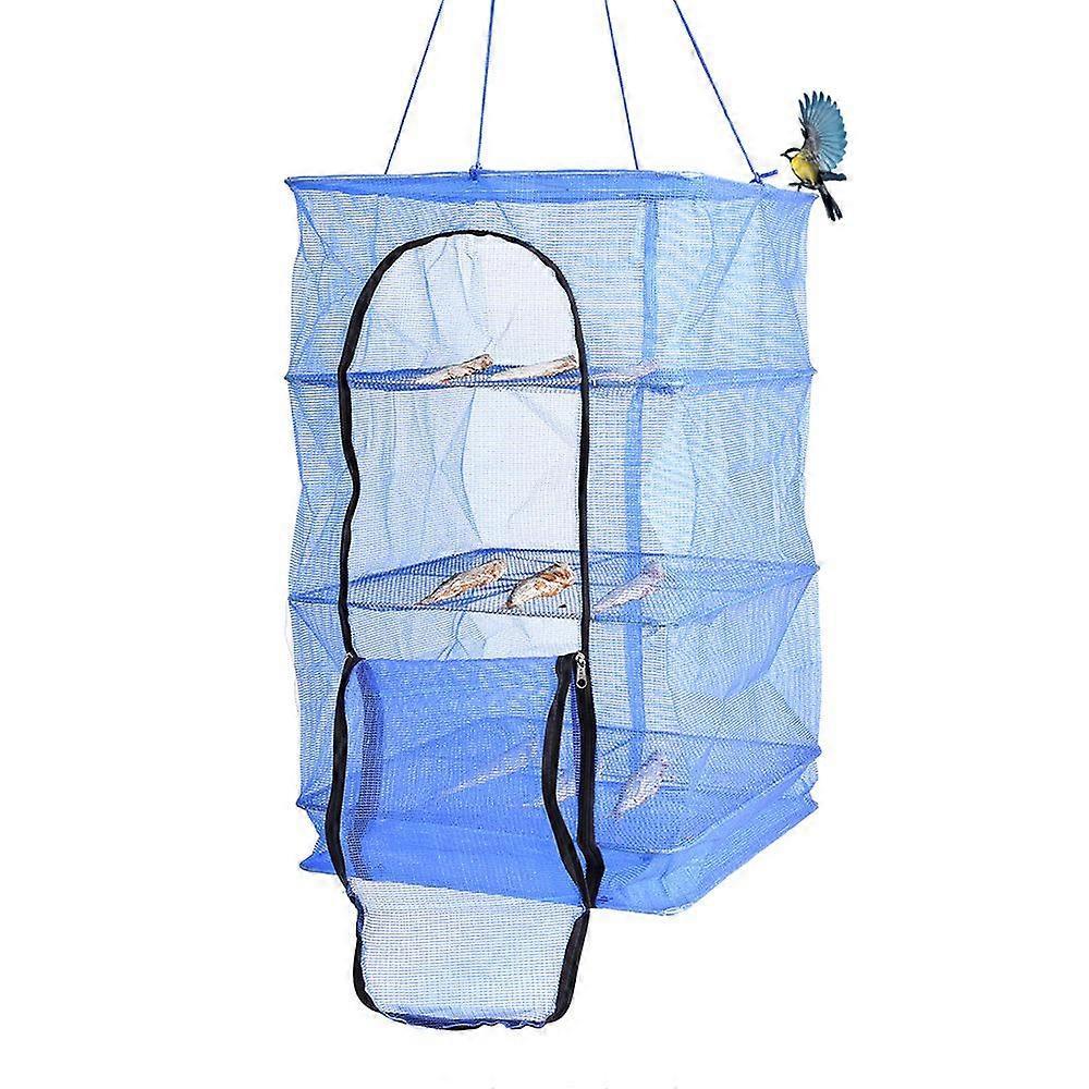 Foldable 4 Layers Fish Drying Rack Vegetable Dishes Dryer Mesh Hanging Net