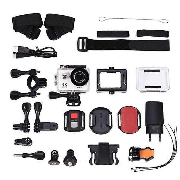 H9R Ultra HD 4K WIFI 1080P Remote Control Action Camera with Charger (White)