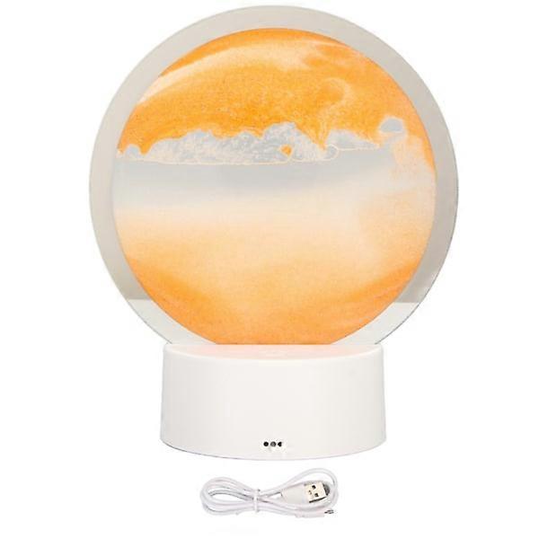 Moving Sand Art Round Frame 3D Transparent Glass Battery USB Powered Lighting Dynamic Sand Picture for Office Cafe