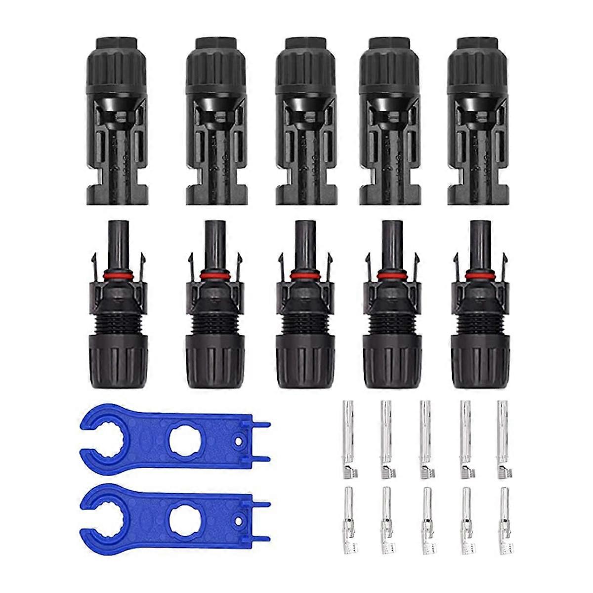 5 Pairs Solar Connectors Male/Female IP67 Waterproof Solar Panel Cable Connectors with Spanners