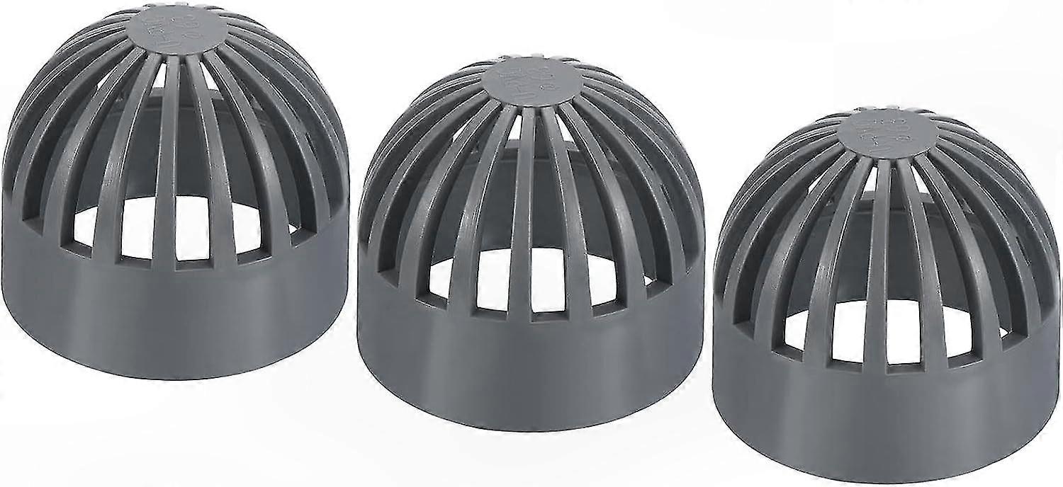 3-Pack 2" Round Gray UPVC Drain Grates for Outdoor Sewer Use