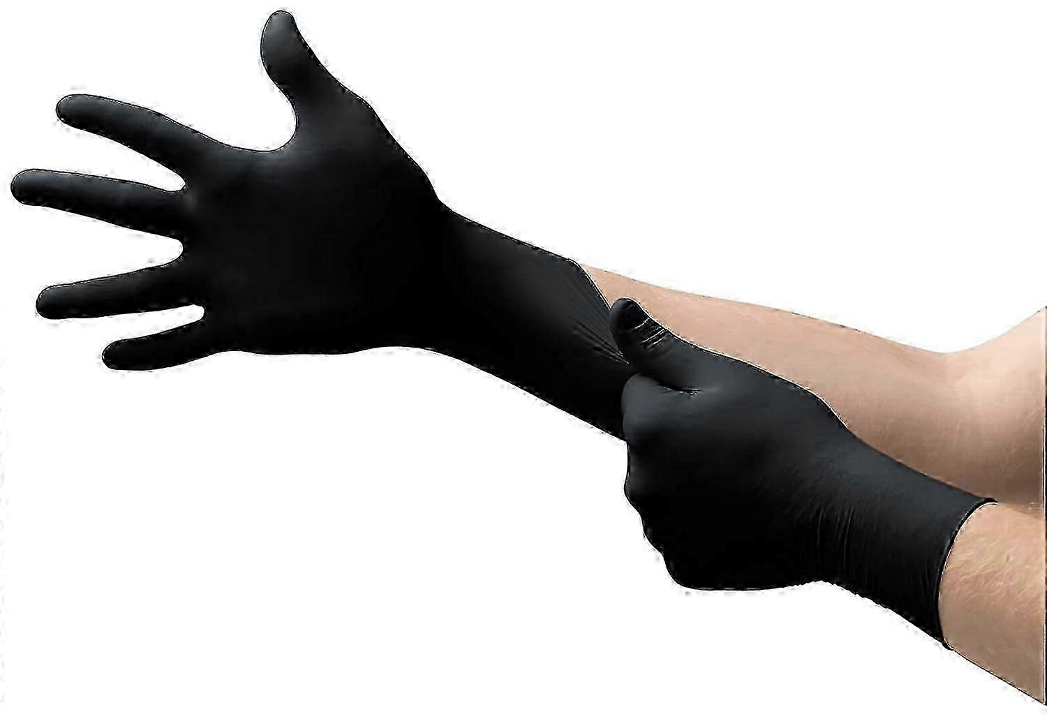 100 pieces disposable nitrile gloves, kitchen housework gloves, black-22*8.5cm