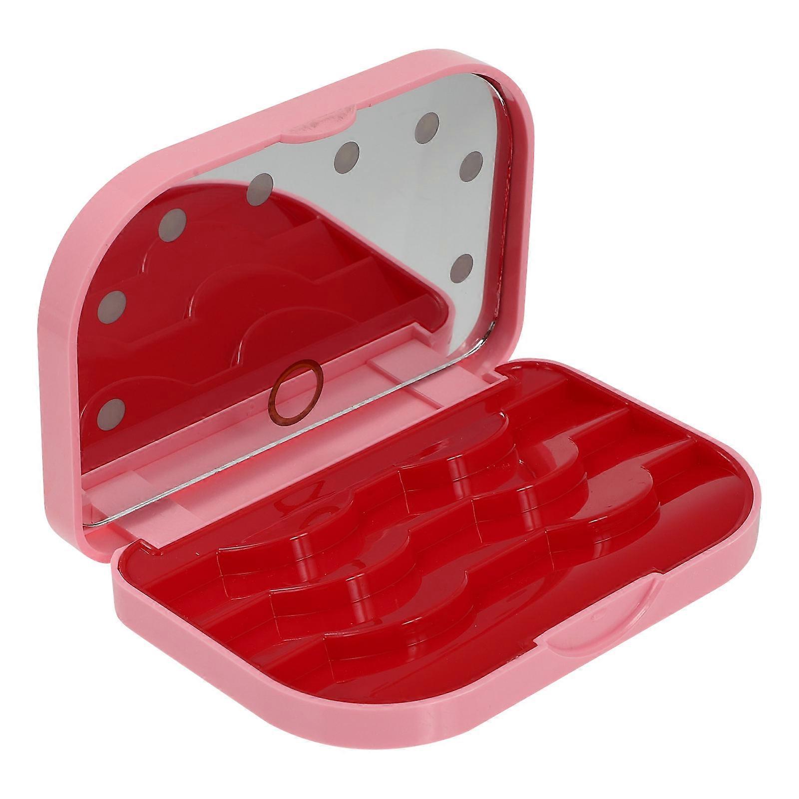 False Eyelash Case Eyelash Organizer LED Light Storage Box Pink