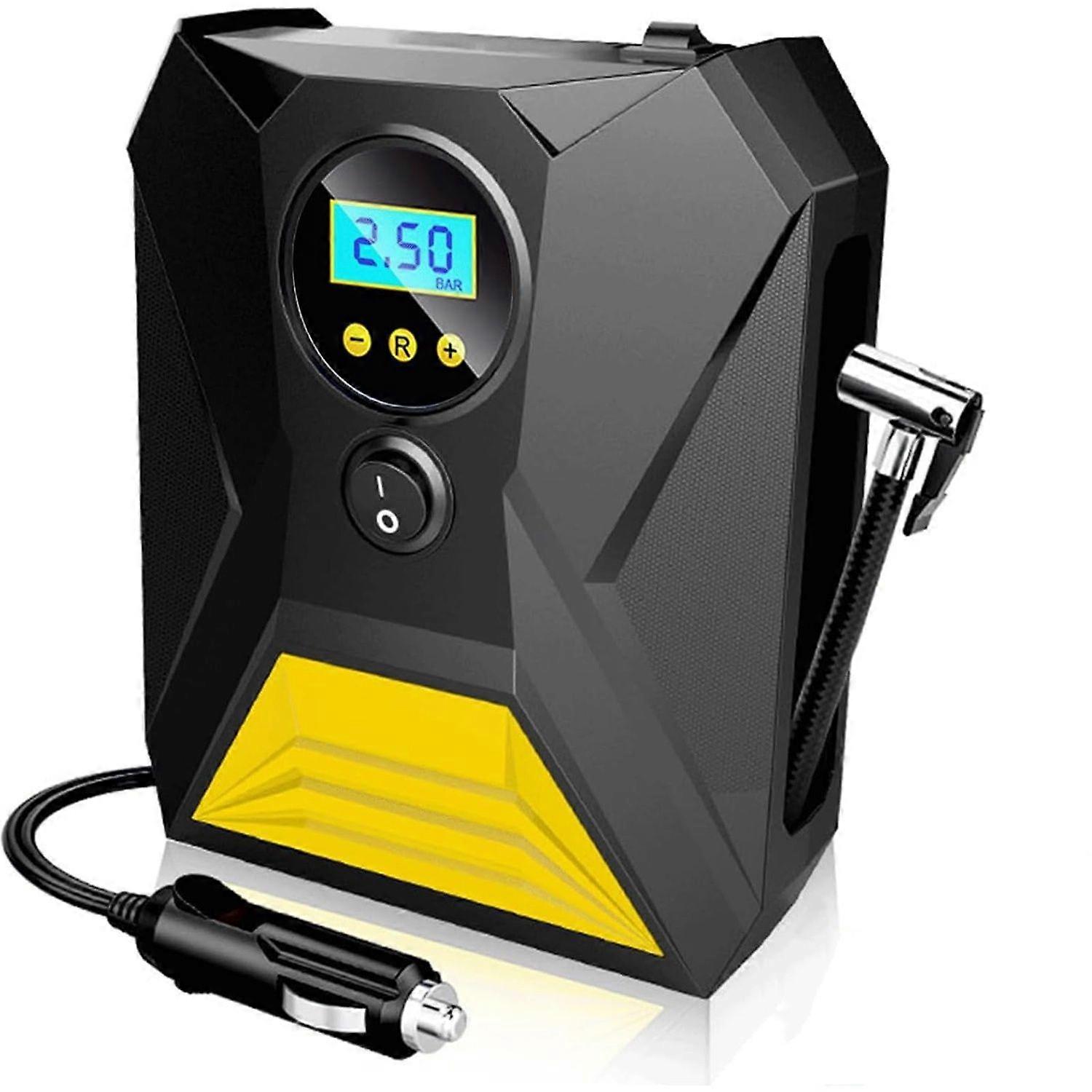 Tire Inflator Air Compressor, 12V DC Portable Air Pump with Digital Pressure Gauge and Emergency LED Light for Car Tires, Up to 150PSI for Bicycle, Ba