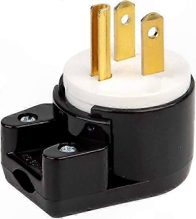 3-Pole 15A 125V Right Angle Plug for DIY Projects, Compatible with USA and Canada Standards
