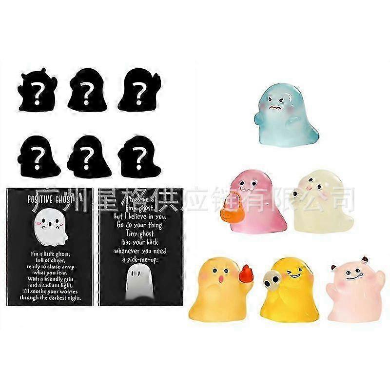 6Pcs Halloween Mini Resin Figurines Luminous Ghost Miniature Figurines Cute Ghost Ornament Assorted Spooky Glow in Dark for Halloween Garden Dollhouse