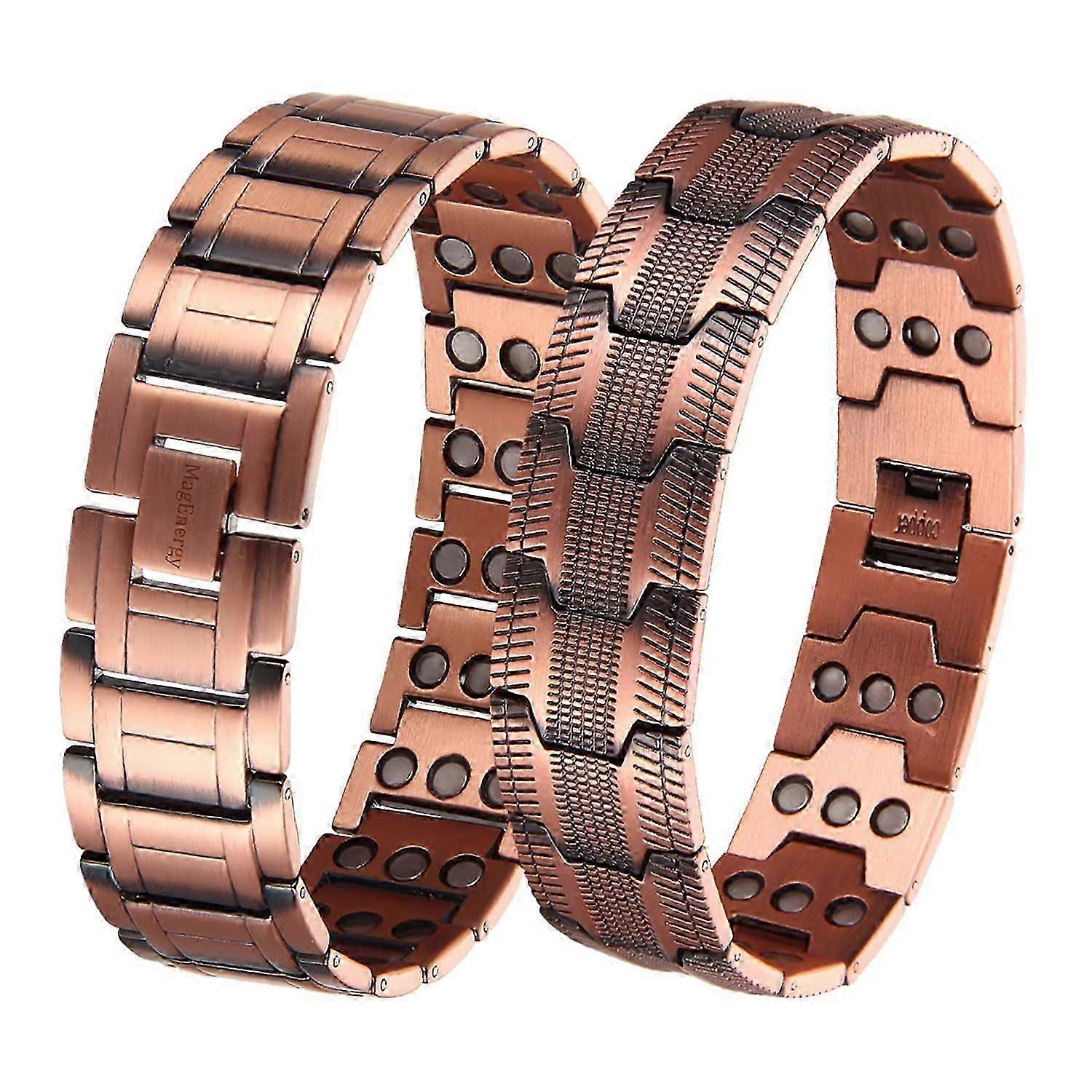 3X Magnetic Copper Bracelet for Men, 99.99% Pure Copper, Ultra Strength Magnets, Adjustable