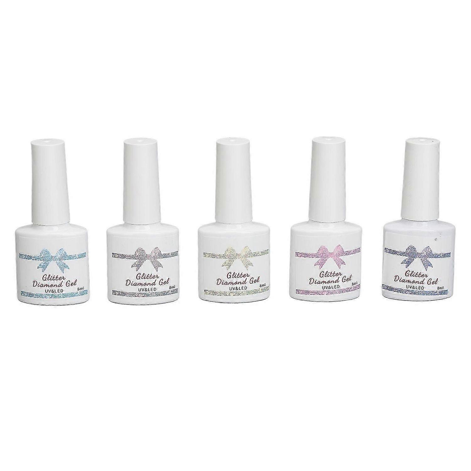 2025 Latest Model Nail Polish Glue Set 5 Colors Glitter Sparkling Sequins Nail...