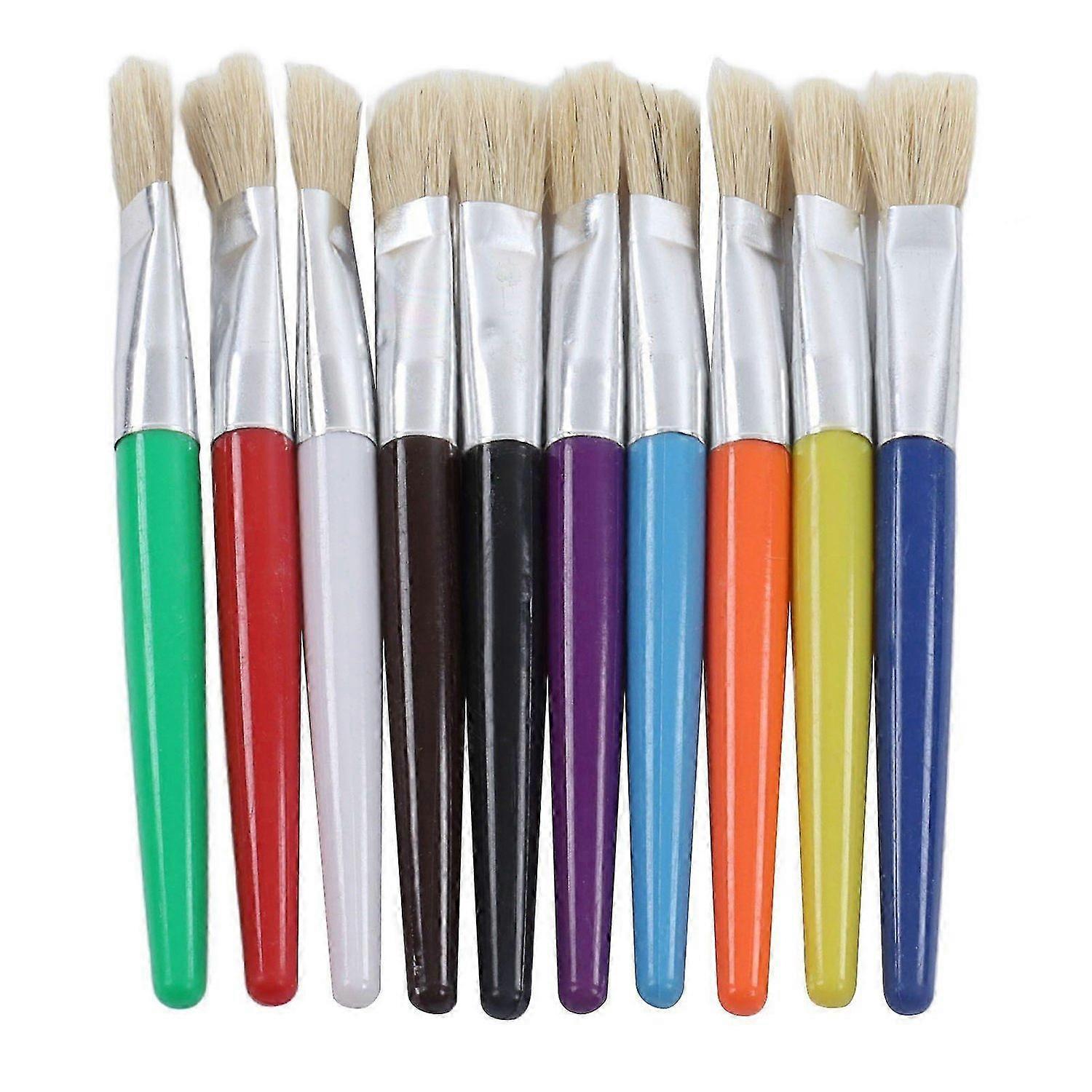 2025 Latest Model 10pcs Flat Paint Brush Colored Plastic Penholders Bristle