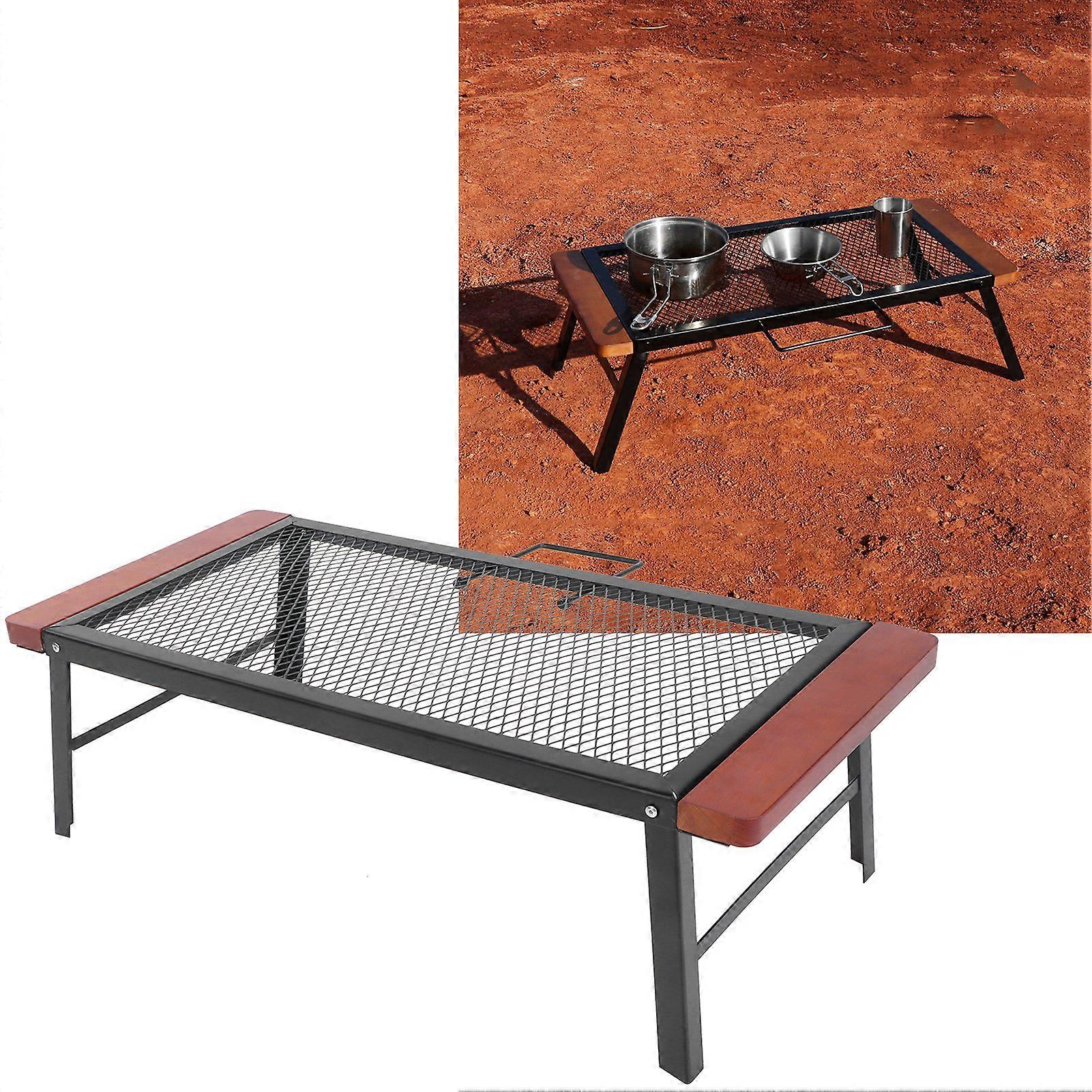 Folding Iron Mesh Table 66x30x21cm with Adjustable Anti-Scald Handle