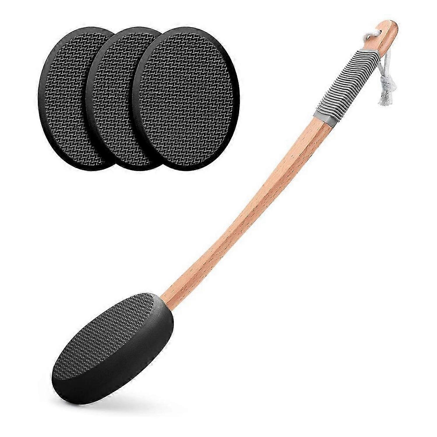 Back Lotion Applicator with Long Handle and 4 Replaceable Pads, Ideal for Young People and the Elder