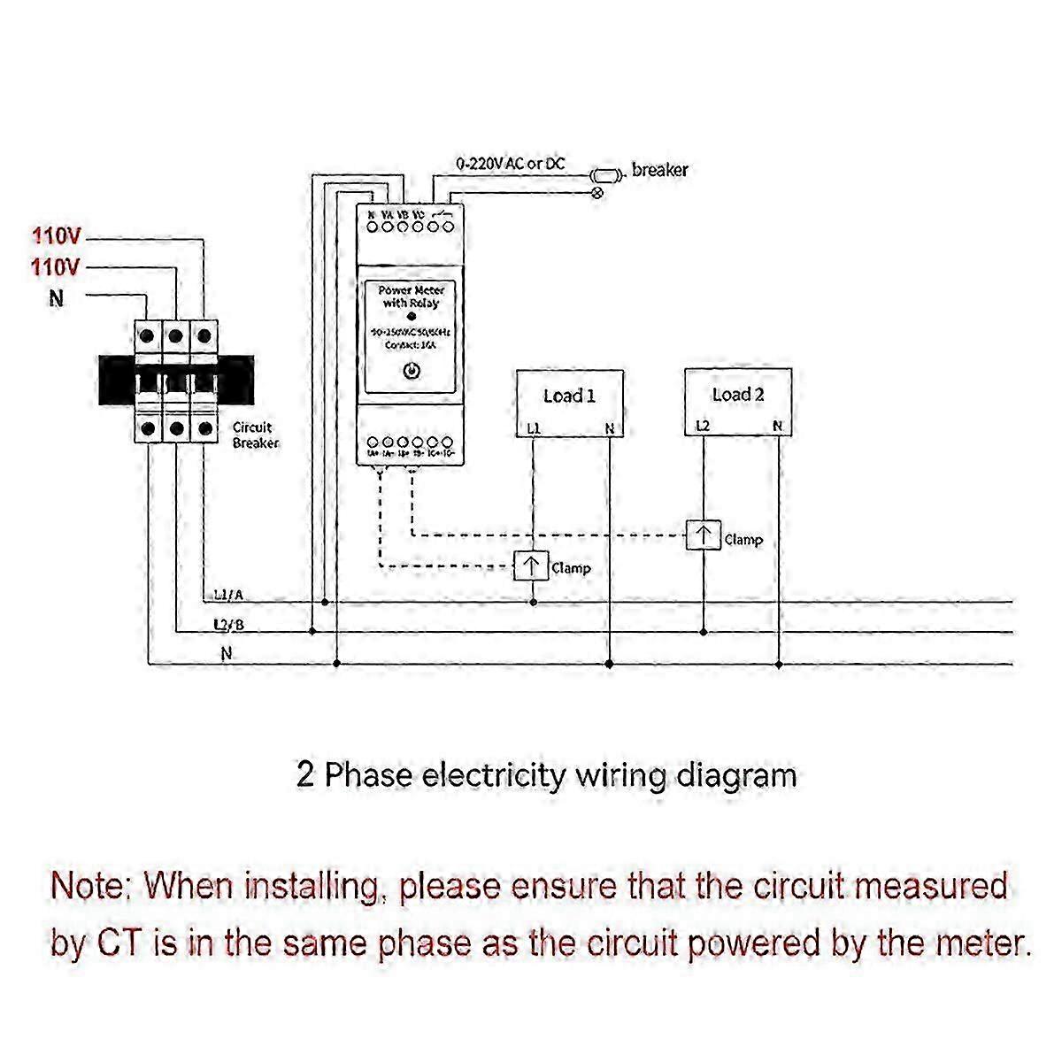 2025 Tuya Smart Life WiFi Energy Meter Bidirectional 3 Phase with Dry Contact Switch App Monitor 80A AC110V/240V
