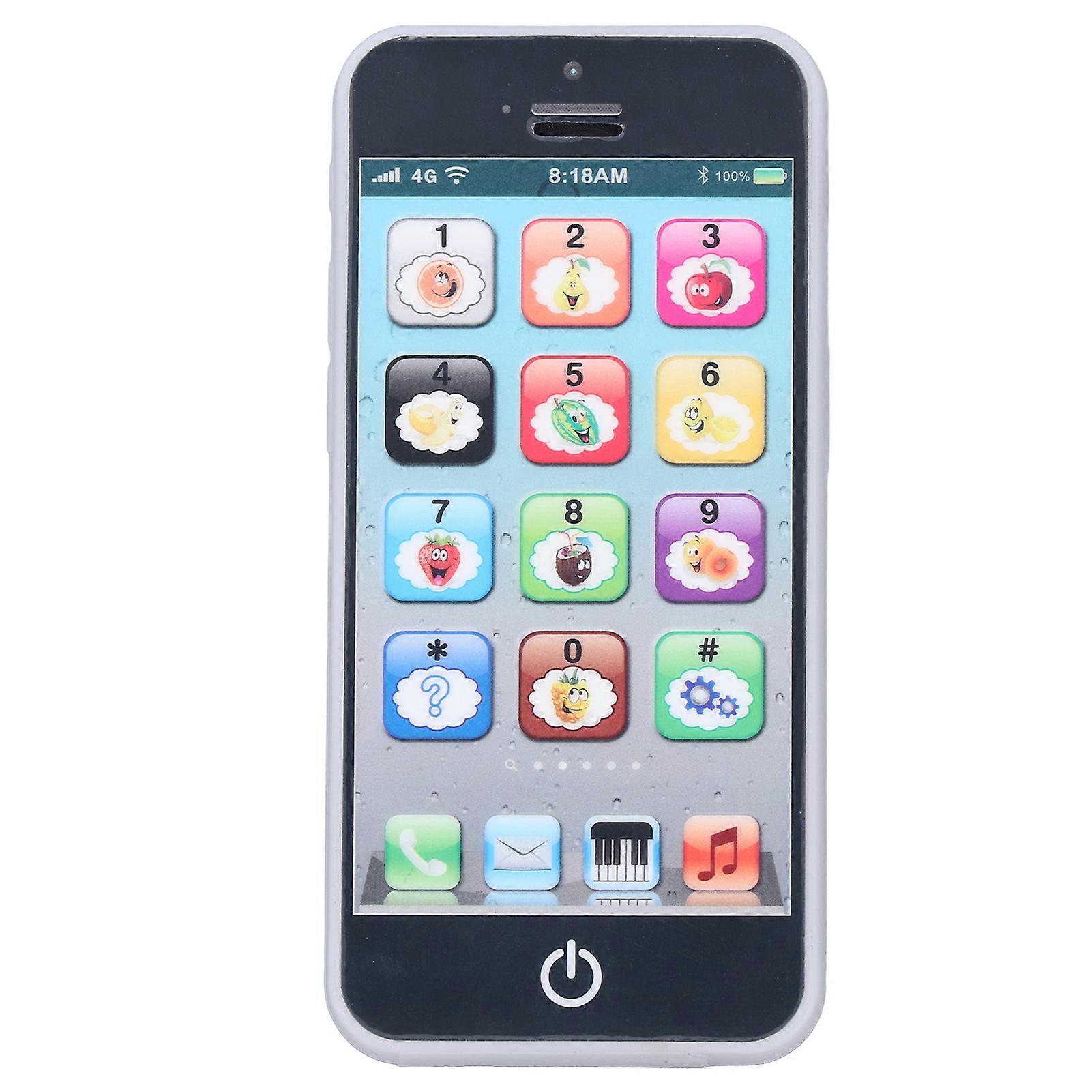Baby Mobile Phone Simulation Toy Clear Music Cool Light English Black