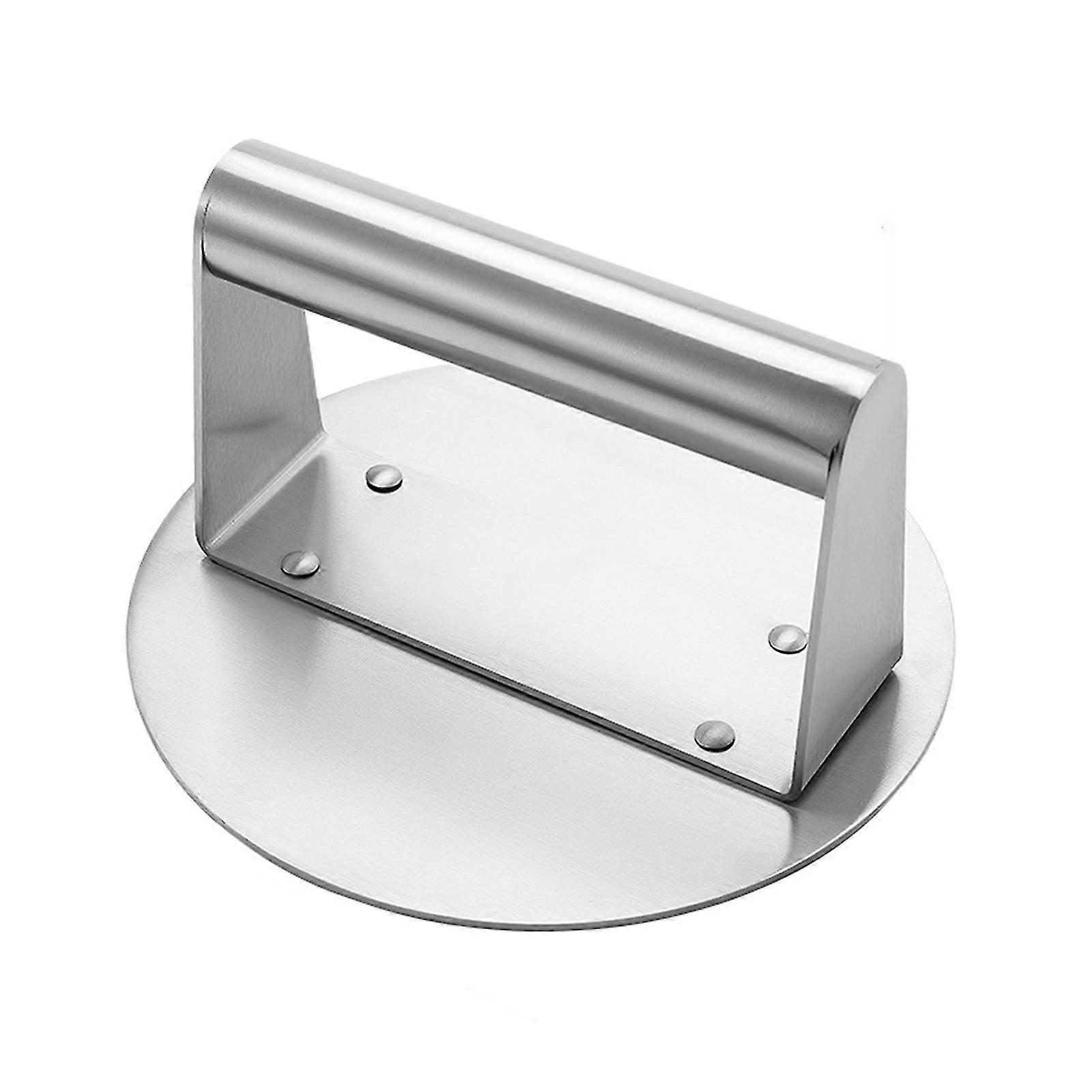 Stainless Steel Burger Press With Handle 6.3 Inch Round Burger Smasher Non-stick Food Grade Smooth Grill Meat Press For Pancakes Flat Top Frying Pans