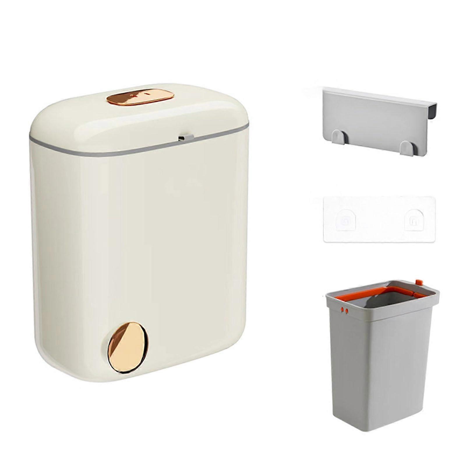 Wall Mounted Bin With Lid 7/9L Capacity Small Kitchen Waste Bin Multifunctional Waste Container 26x32cm