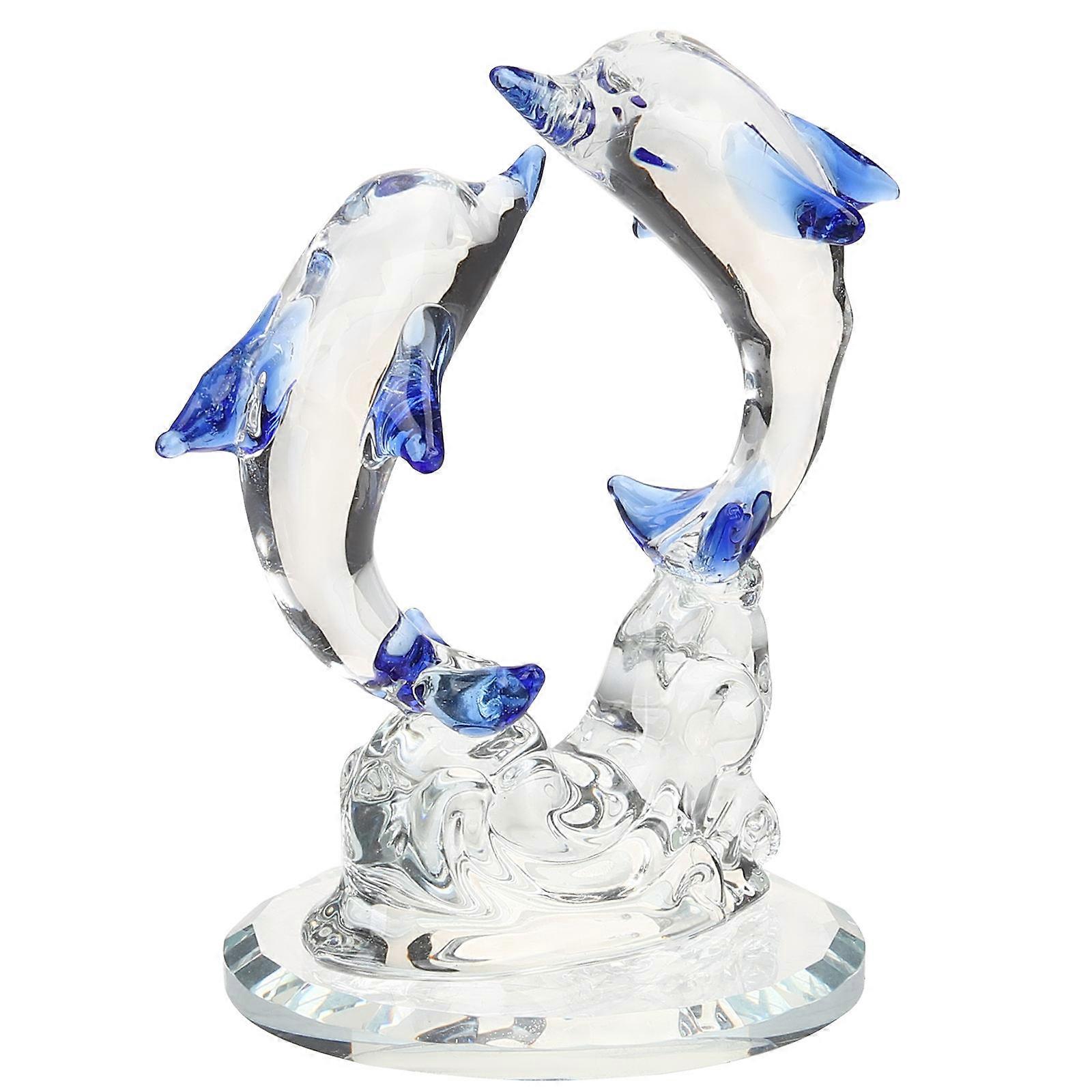 Transparent Crystal Dolphin Figurine for Home Desktop Decor 5Pcs Set