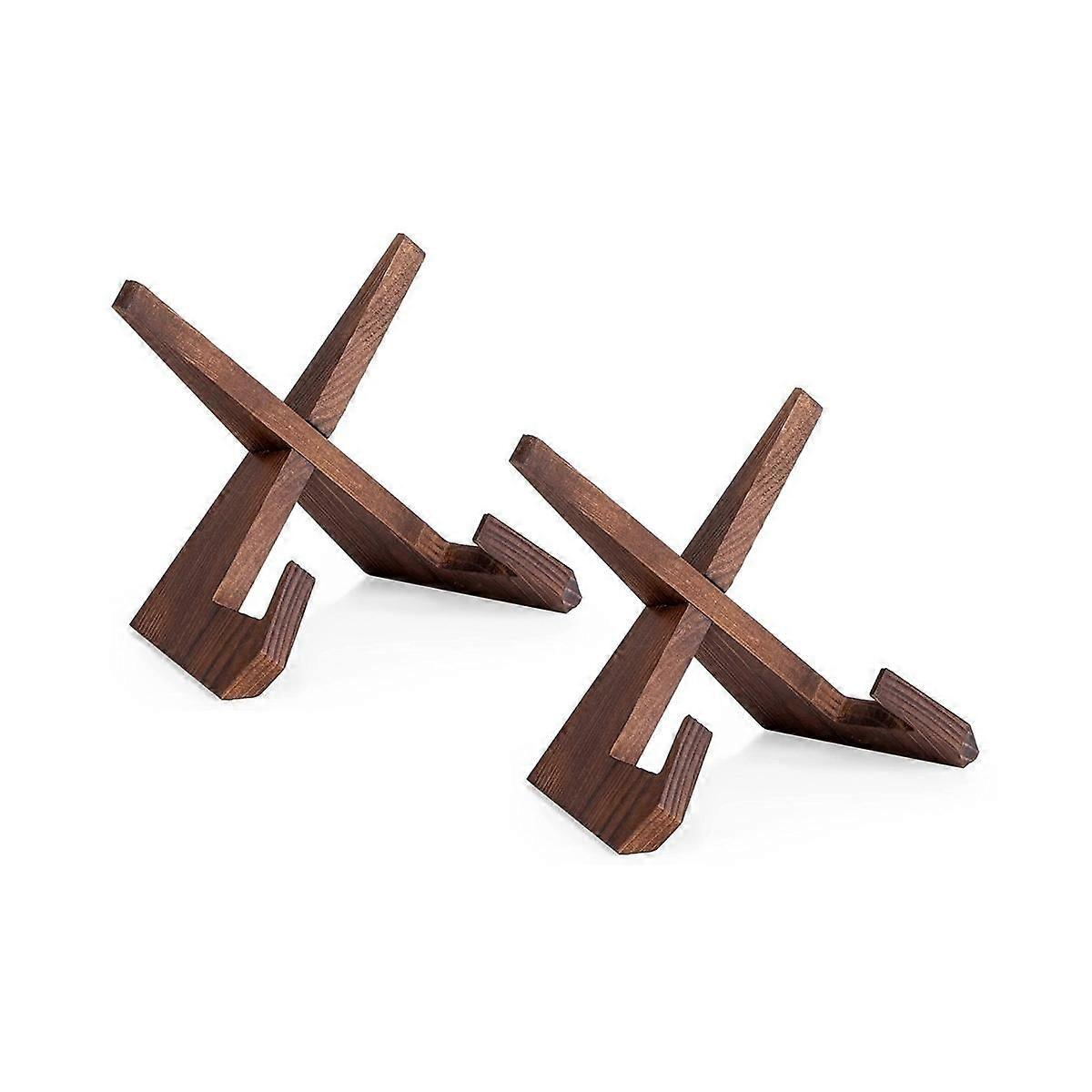 2PCS 6.5 Inch Plate Holder Display Stand, Wooden Picture Frame Stand, Decorative Table Top Easels f