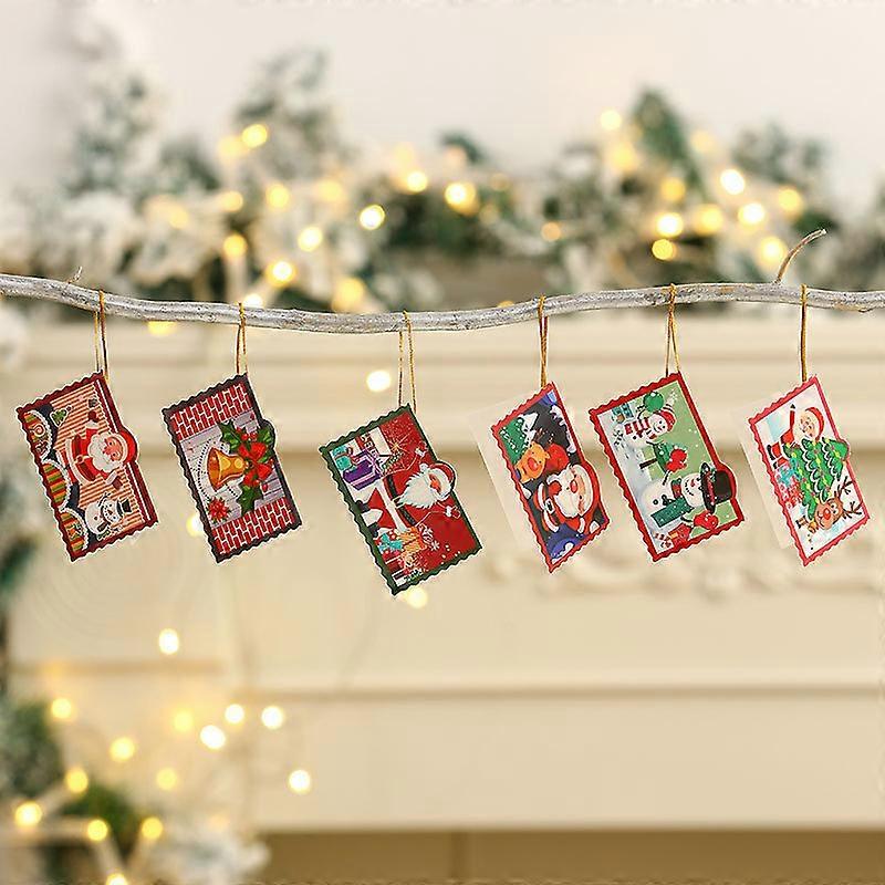 Christmas greeting card set Christmas congratulations blessing card Christmas tree wishing card greeting card small pendant 12 pieces