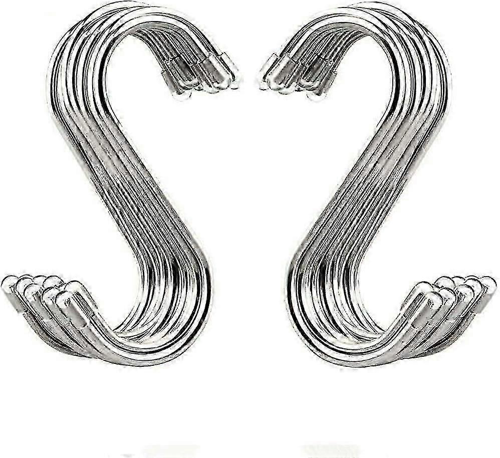 20 Pack 3.4" S Shaped Hooks Stainless Steel Metal Hangers Hanging Hooks For Kitchen, Work Shop, Bath