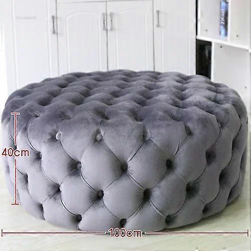 Samt Wohnzimmer Ottomane Runde Knopf Nordic Schuh Wickelhocker Wohnung Wohnzimmer Licht Luxus Zuhause Kleiner Make-up HockerZX