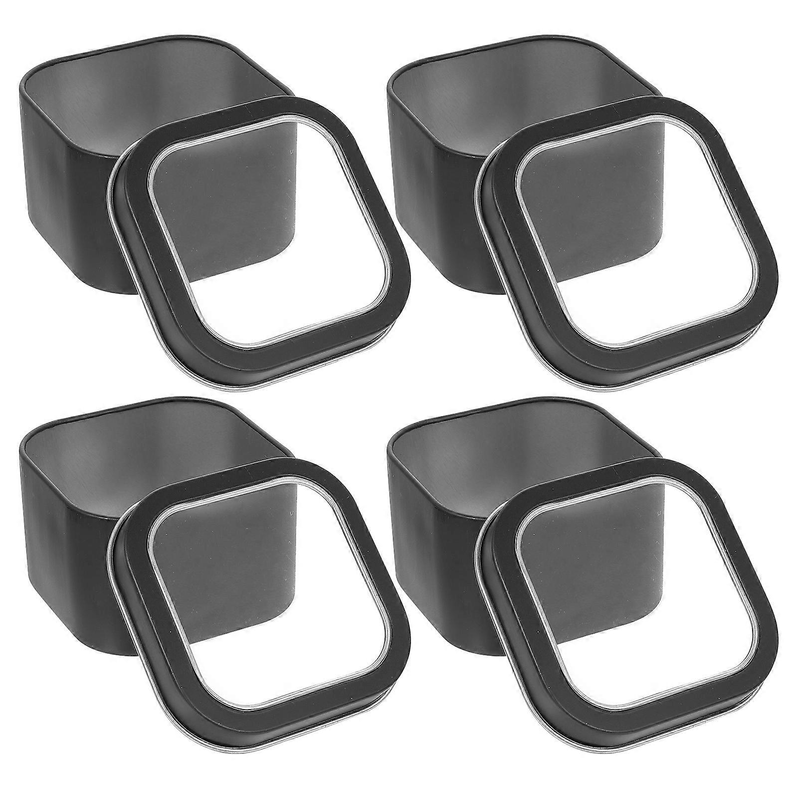 Gift Storage Boxes Square Tinplate Cases for Candle Making 4Pcs