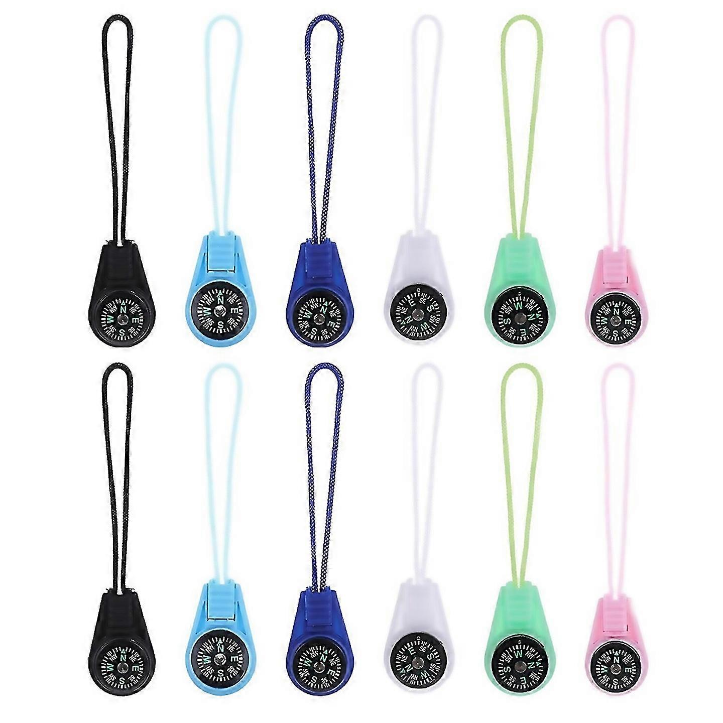 For 12 Pcs Multicolor Pocket Compass Small Compass With Paracord