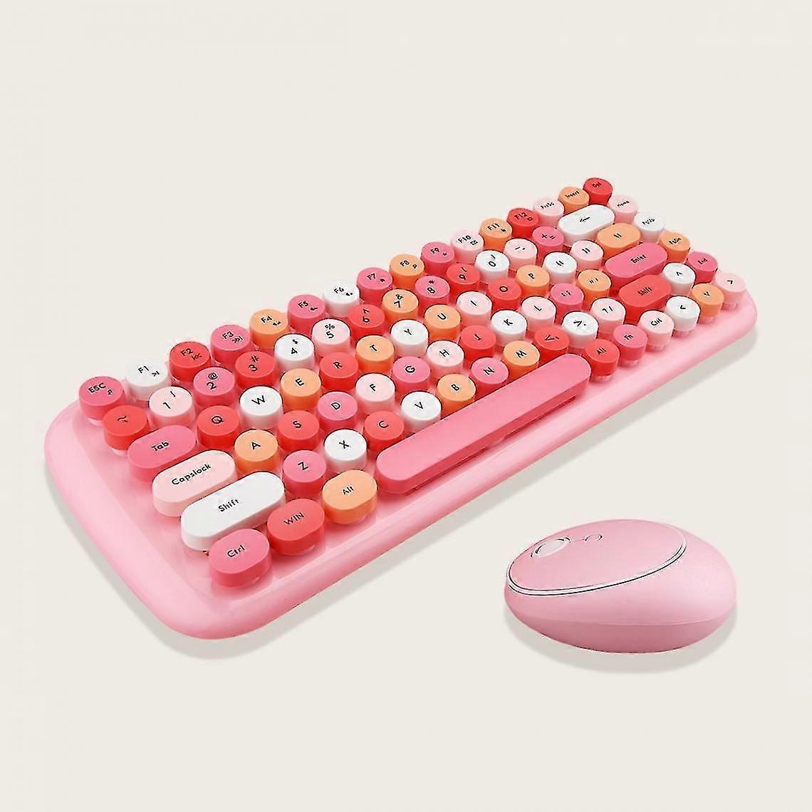 Fashion Keyboard And Mouse Computer Computer Pc Accessories 2.4g Wireless Keyboard Waterproof Office Game Optical Mouse 1600 (pink)