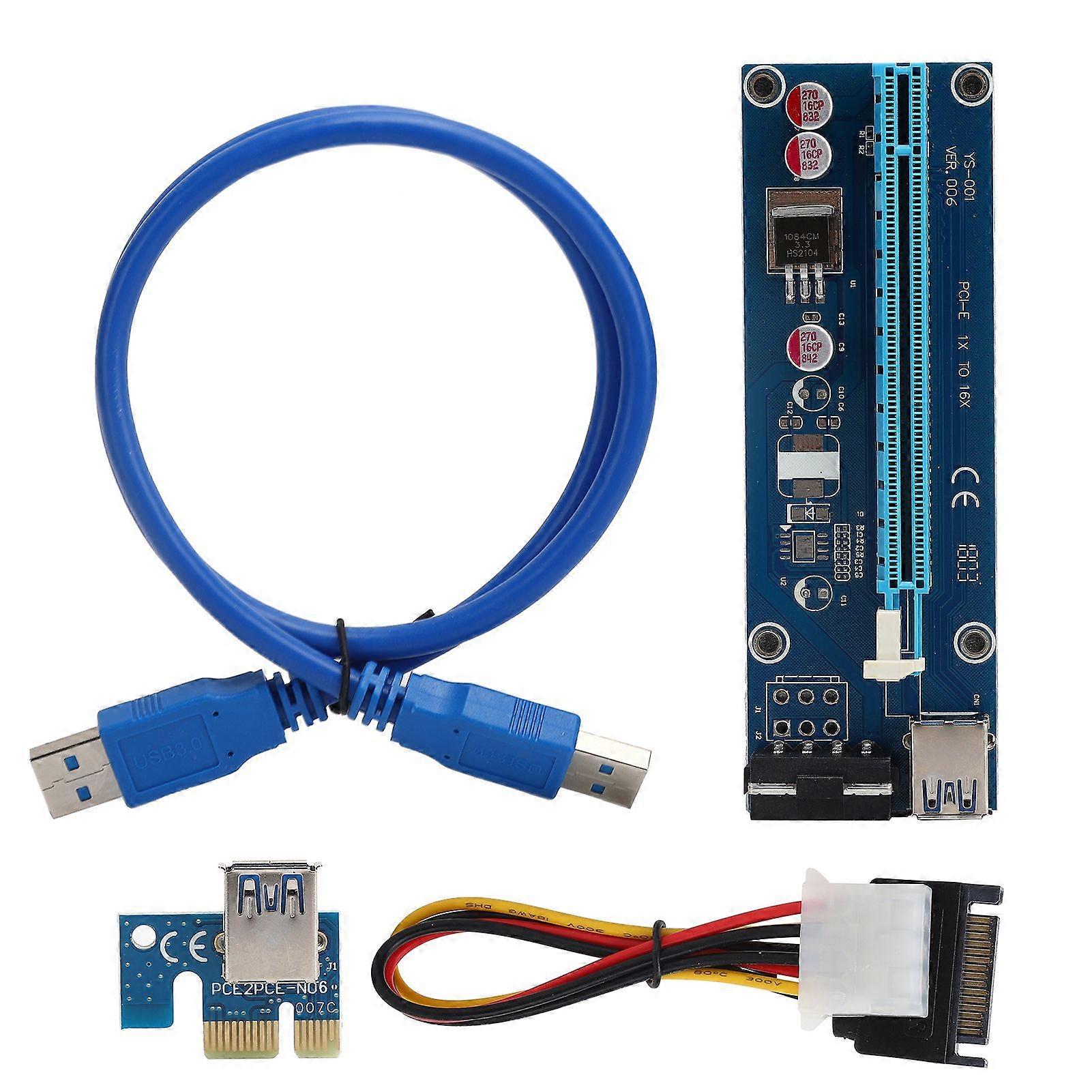 PCIE 1X to PCIE 16X Graphics Card Extender Riser Card Adapter USB3.0 Cable 60CM
