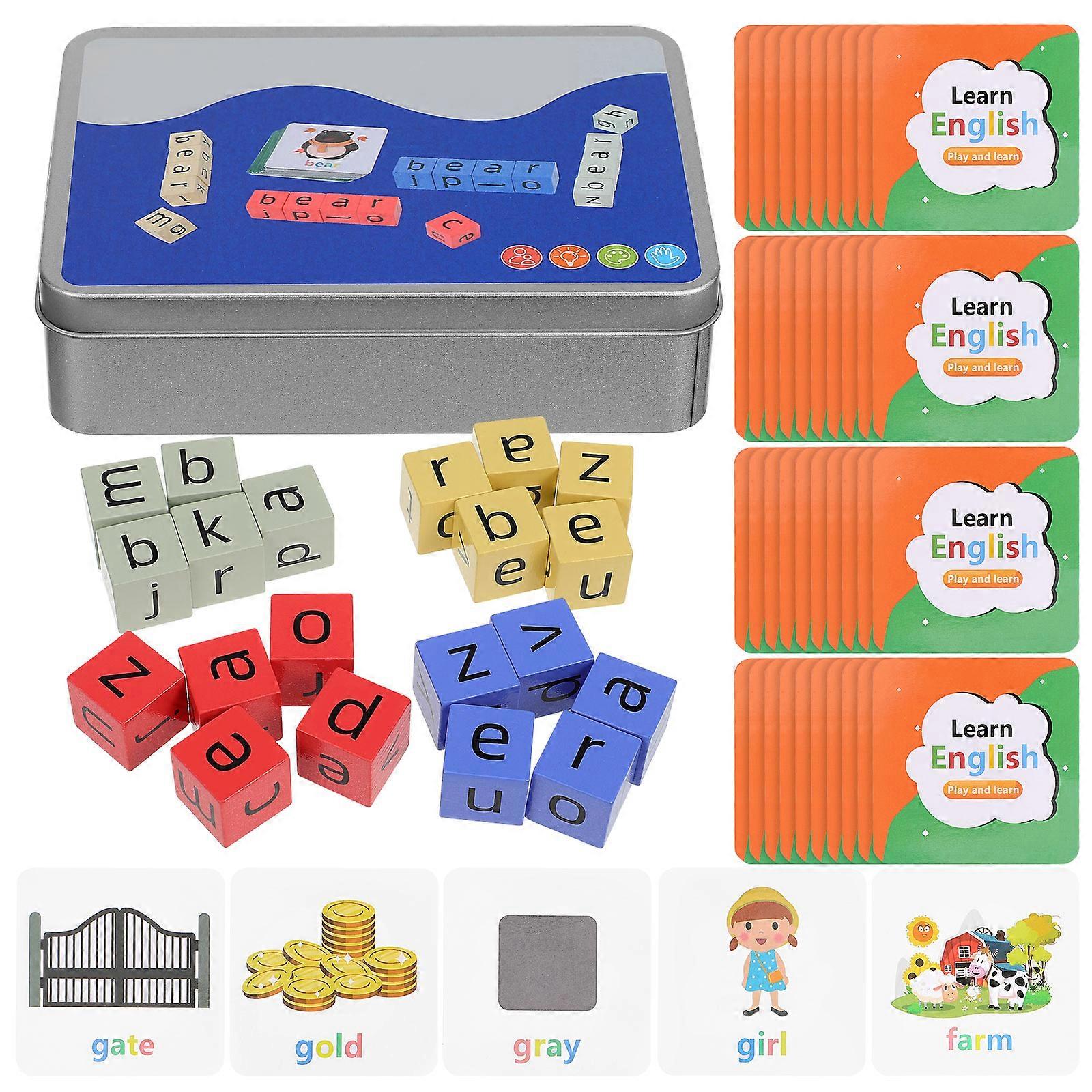Letter Game Wooden Blocks for Matching 5Sets of Kids Alphabet Learning Toys