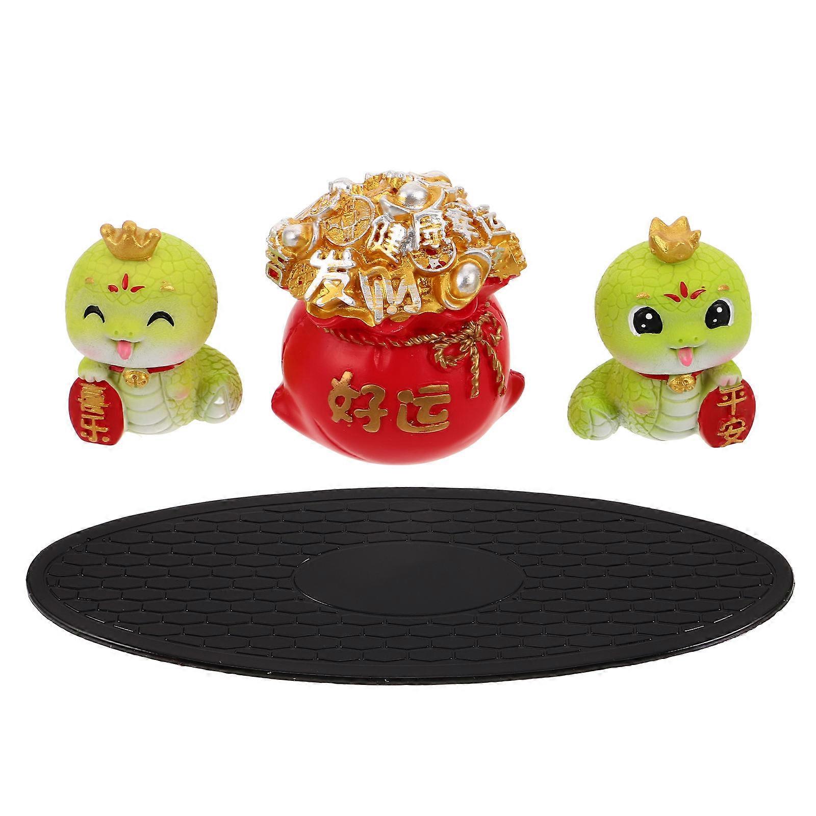 Miniature Snake Sculpture for Car Dashboard 3Sets Resin Zodiac Figurine