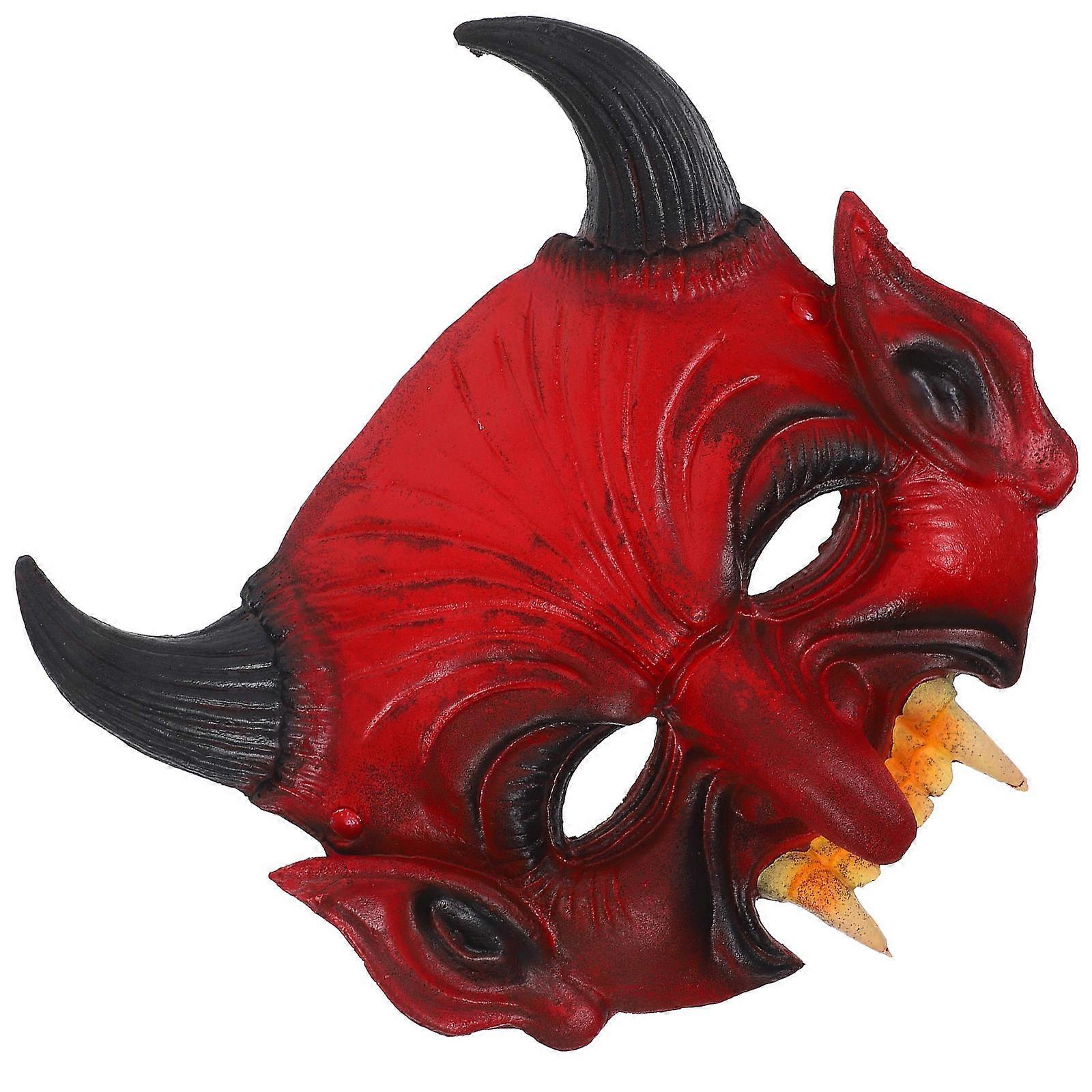 Cosplay Demon Mask for Halloween Costume Party 2Pcs Red PU Material
