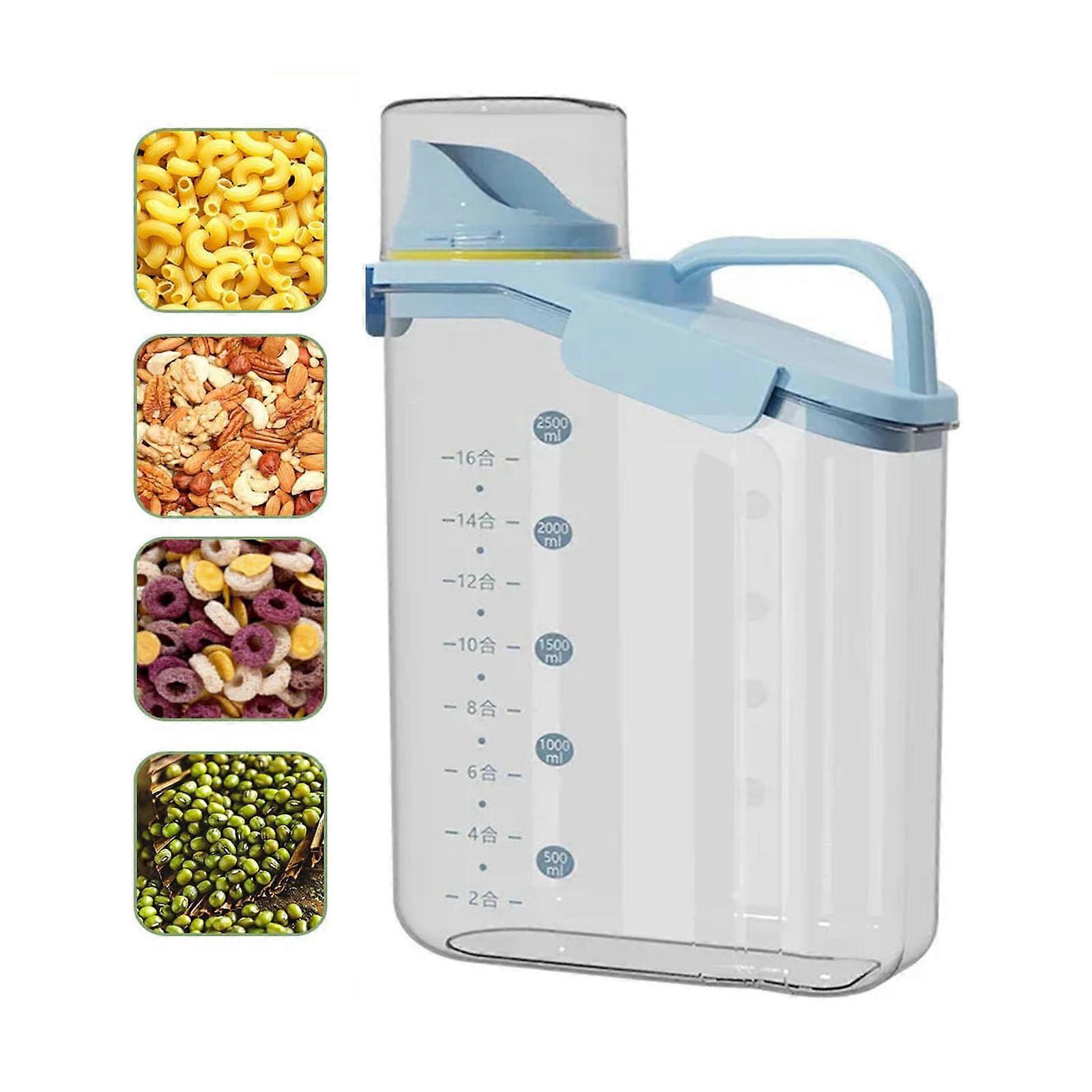2.8L Portable Sealed Food Storage Container, Clear Plastic Cereal and Rice Dispenser for Beans, Sugar, Coffee and Nuts