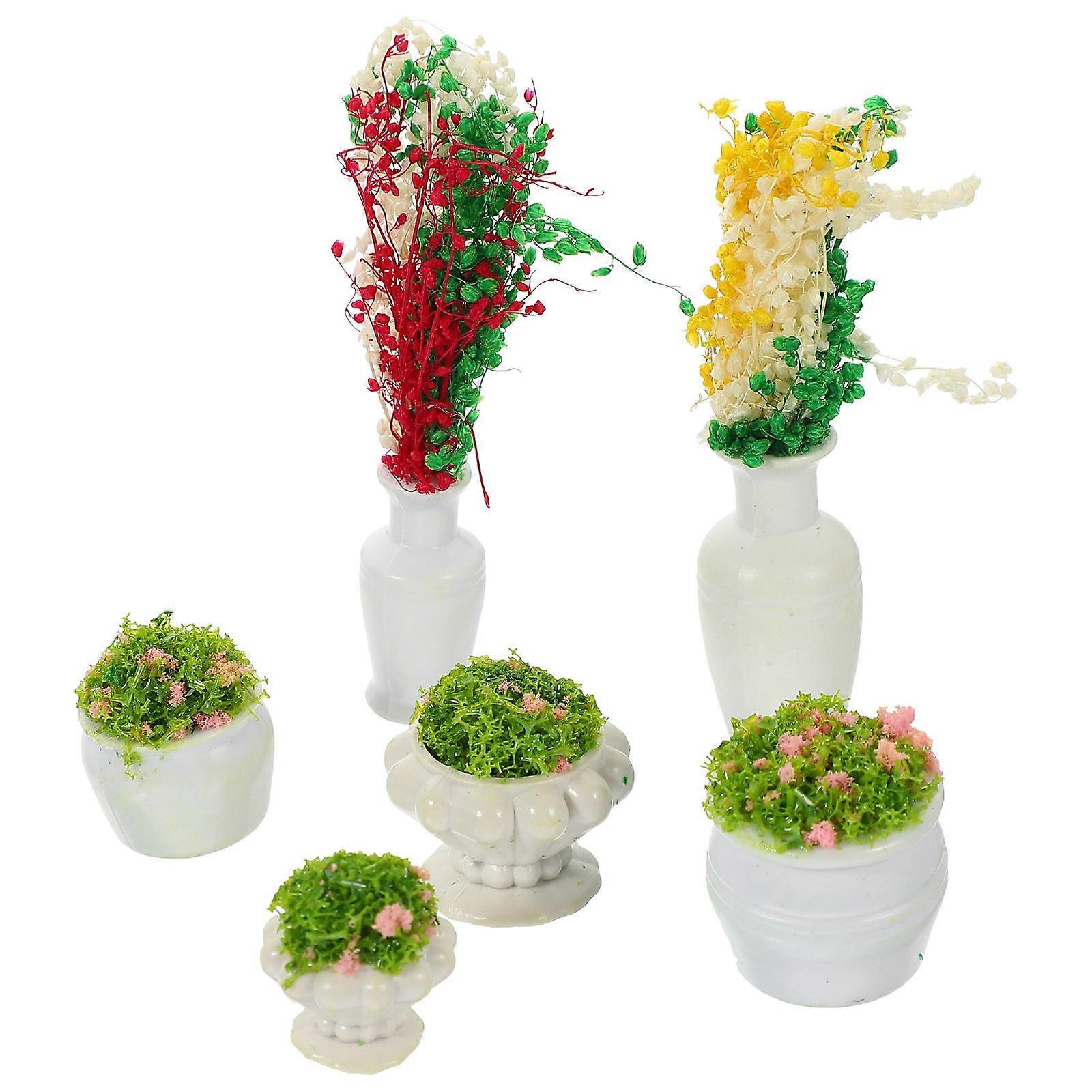 12 Pcs Simulation Flower Model For Landscaping And Mini Landscape Decor In Assorted Color With 7.5X1.5CM Dimensions