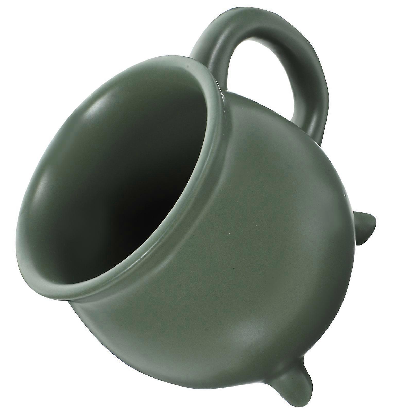 Cauldron Mug Set 5Pcs Ceramic Drink Container for Home Use Halloween Gift Green Color
