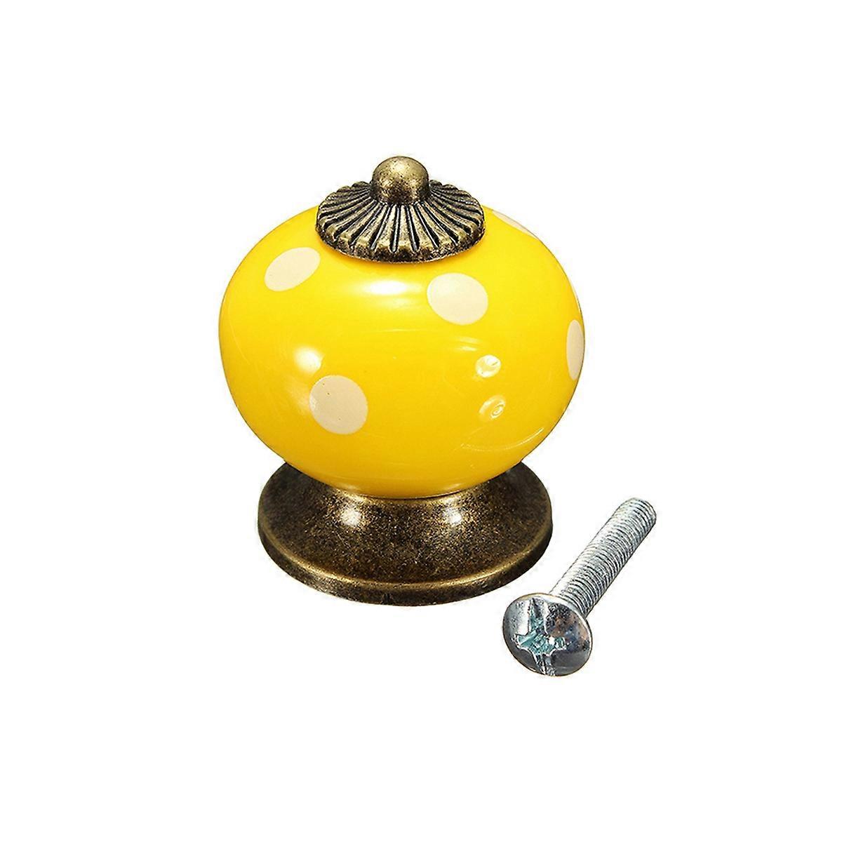 Ceramic Pull Handle Yellow Round Door Knobs for 30Pcs Cabinet Drawers