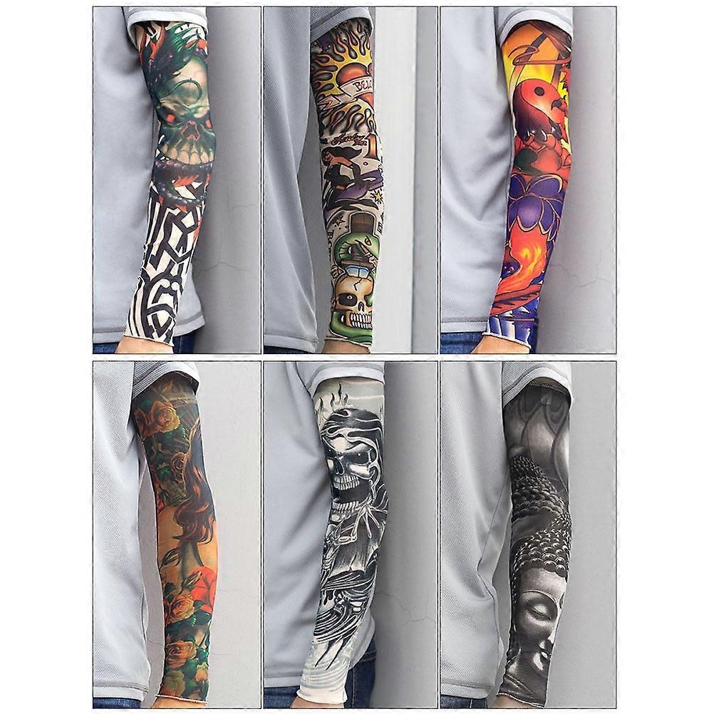 Arm Sleeves For Working Outside Cool Simulation Sleeve Cycling Tattoo Design One Size Fits Most 6Pcs