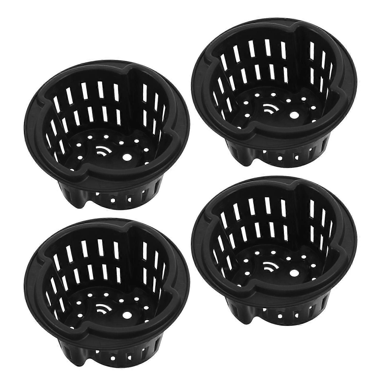 Black Plastic Hydroponic Mesh Pots for Root Control 12Pcs Set